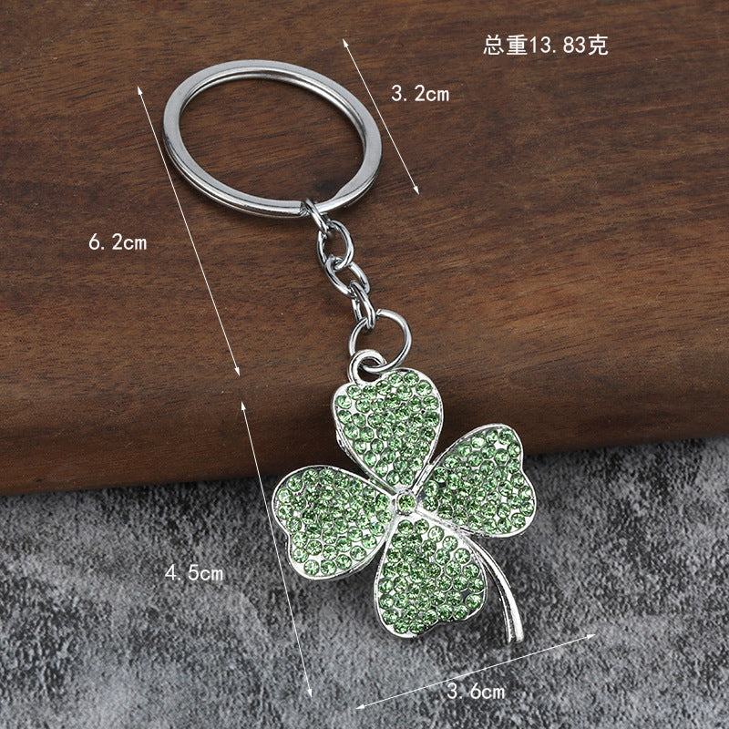 Wholesale Diamond Lucky Four-Leaf Clover Car Metal Pendant Keychains